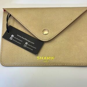 Sharif Slender Gold Envelope Clutch